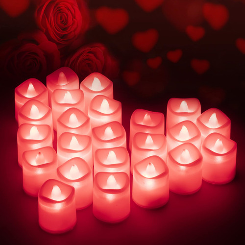 Litake Velas Sin Llama, 24 Velas De Te Rojas, Velas Led Con