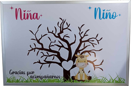 Cuadro Para Revelación De Genero Árbol Jirafa 40x60cm -f