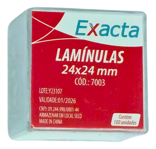Lamínula De Vidro 24x24mm Lisa 10 Caixas Com 100 Unidades Cor Incolor
