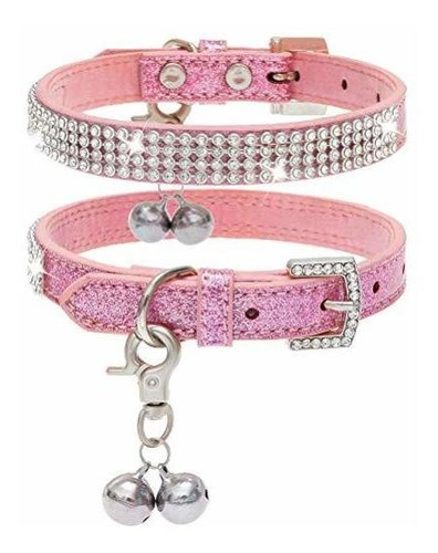 Pupteck Basic Adjustable Cat Collar With Bling Diamante And 