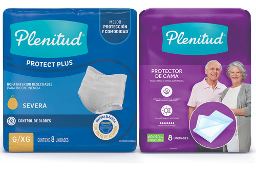 Pañal Plenitud Adultos Protect Plus X8 + Protector De Cama