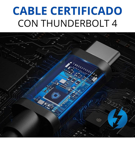 Cable Usb-c 4.0 Para Thunderbolt 4 40gbps 100w 8k 60hz 4k 1m