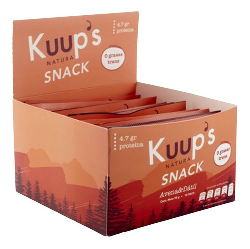 Kuups Natura Barra Snack Avena Dátil 10 Pack Sin Azúcar Natu