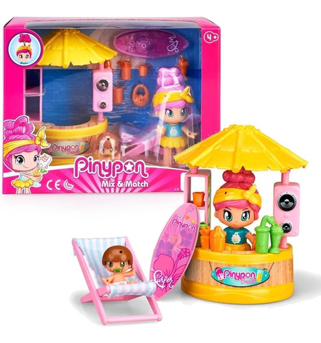 Pinypon Set Tienda De Playa Con Acces Figura + Bebe En Mca