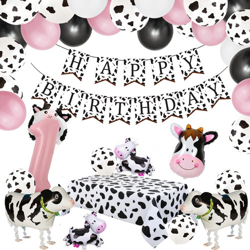 Istros De Fiesta De Primer Cumpleaños De Vaca Para Iña Color Option1