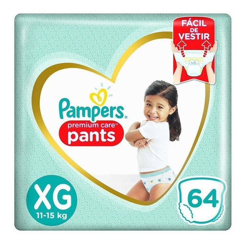 Pañales Pampers Premium Care Pants sin género  XGPañales Pampers Premium Care Pants sin género XG x 64 unidades
