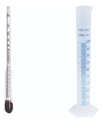 Kit Densímetro Kegland Para Alcohol Y Destilados 0º - 100º  