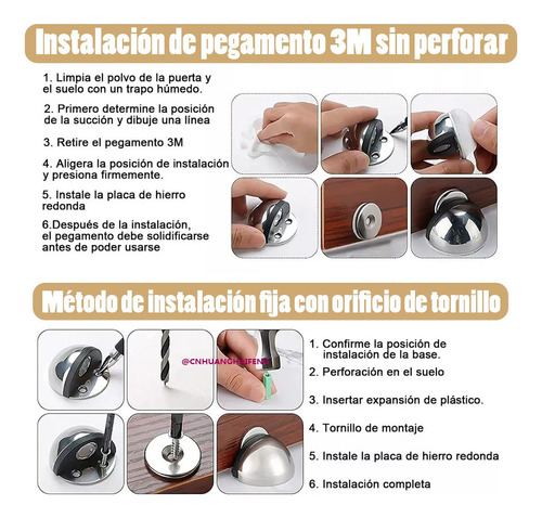 Juego De 6 Topes Magnéticos De Acero Inoxidable Para Puertas