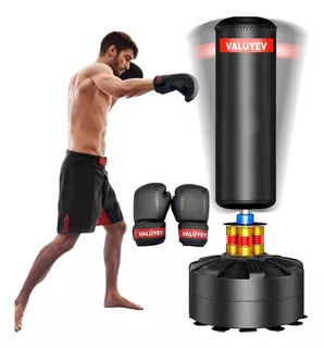 Valuyev Costal Box Base Fija Mma Artes Marciales Con Guantes Color Negro