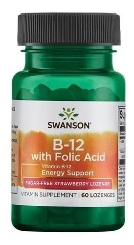 Swanson Vitamina B-12 + Acido Folico 60 Lozenges