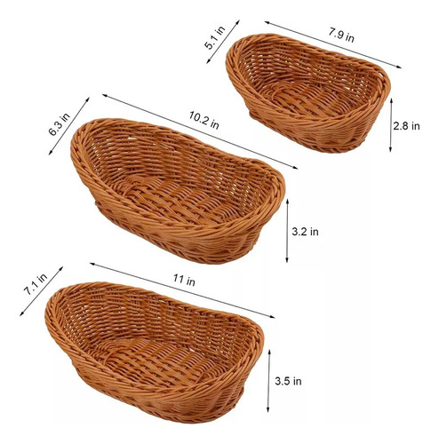 Juego De 3 Cestas De Mimbre Para Pan Tejidas, Bolsa De Almac