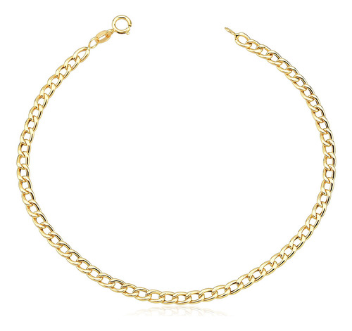 Pulseira Ouro 18k Masculina Grumet Oca Grossa 4mm 2,9 Gramas Comprimento 21 cm