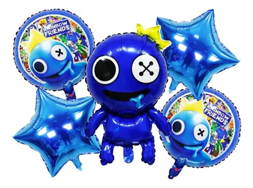 Bouquet 5 Globos Blue Rainbow Friends Set De Globos Metalico