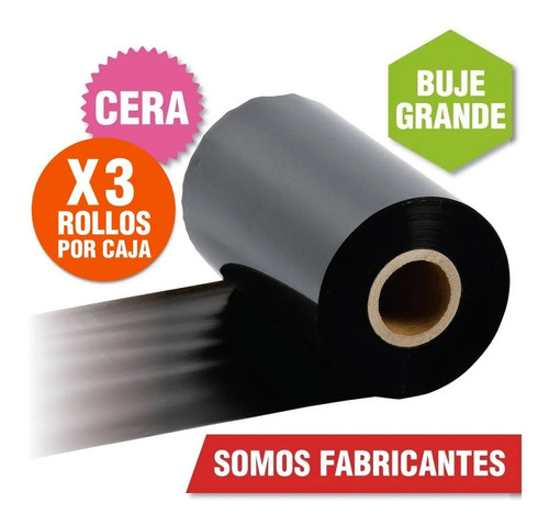 Ribbon De Cera Negro 110mm X 300 Mts Ideal Tsc Te200 Pack X3