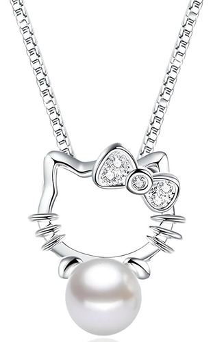 Collar Colgante Plata 925 Gato Kitty Nina Mujer Regalo Joya