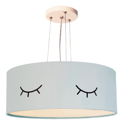 Lustre Pendente Infantil Olhinho Cúpula Azul 40x15 2e27