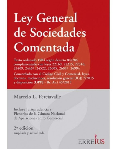 Ley General De Sociedades Comentada  Perciavalle 3ed