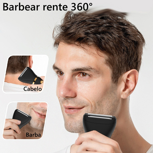 All-in® Barbeador Eletrico Aparador De Pelos Homen 3 Em 1 Shaver Maquina Barbear Cabelo Barba Pelos Do Nariz Com Base