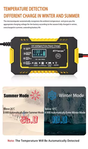 NEXPEAK Cargador de batería inteligente totalmente automático de 10  amperios, 12 V y 24 V, cargador de mantenimiento con compensación de  temperatura