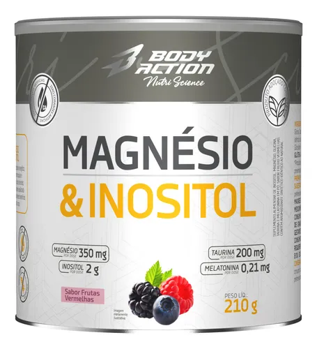 Magnésio E Inositol Taurina Melatonina 210g Bodyaction Sabor Frut...