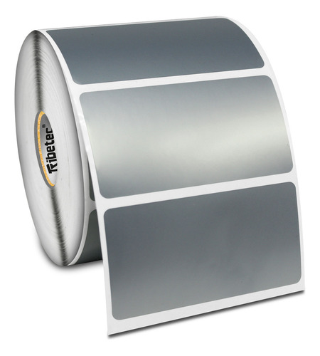 2 Rollos Etiqueta Activo Poliéster Plata 80x40 Mm 1,000 C/u Color Plateado Diseño Impreso No Aplica