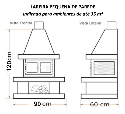 Lareira À Lenha De Parede Pequena - Aço Naval