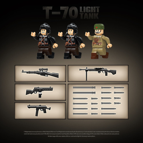 Bloques Para Armar Tanque T70 Con Soldaditos Sovieticos Ww2 689