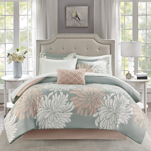 Juego De Cama Queen Para Todas Las Estaciones Color Rosado Y