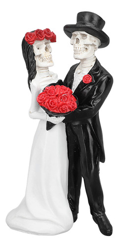 Estatua De Pareja De Esqueleto De Boda Del Día De Los Muerto