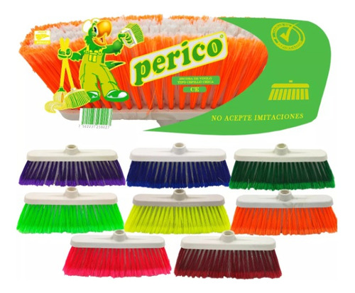 6 Escoba Plástico Mixta Cepillo Chica Ce Perico S/baston