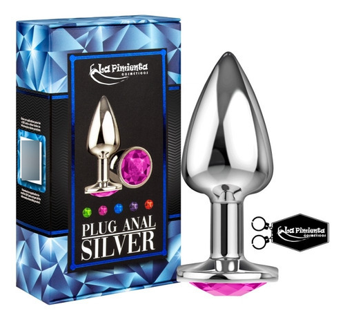 Plug anal La Pimienta silver toy atóxico formato cone estimulador jóia cor rosa