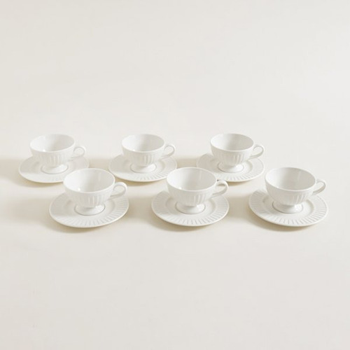 Taza Y Plato Drape Porcelana 180 Ml X6