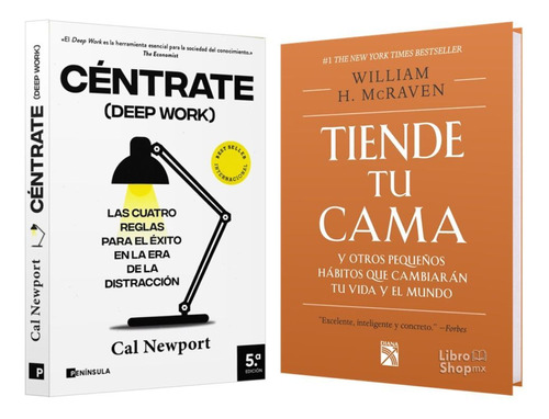 Céntrate Deep Work + Tiende Tu Cama Pack 2 Libros
