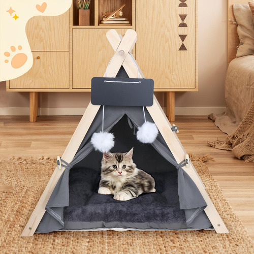 Tipi Para Mascotas, Nido De Invierno, Estera De Lavable Gris