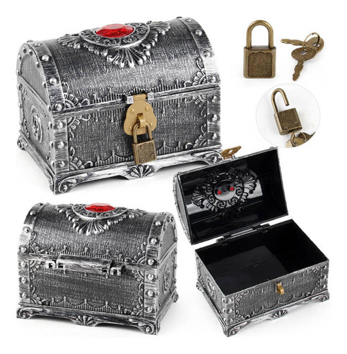 3 Cofre Del Tesoro Pirata, Accesorios De Plata Antigua