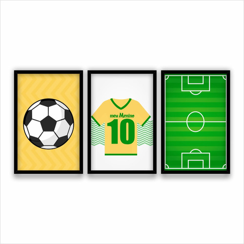 Quadros Decorativos Quarto Menino Futebol Camisa Do Brasil