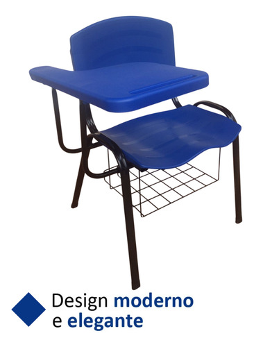 Conjunto 8 Unid. Cadeira Universitária Azul + Prancheta