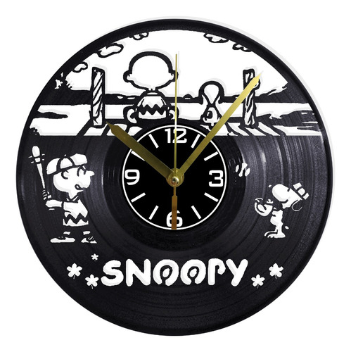 Reloj Pared Disco Vinilo Decoración Snoopy Charlie Brown V97