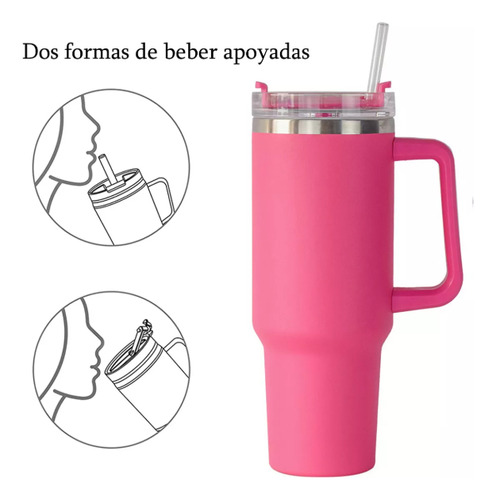 Vaso Térmico Portátil De Acero Inoxidable Fucsia De 40 Oz