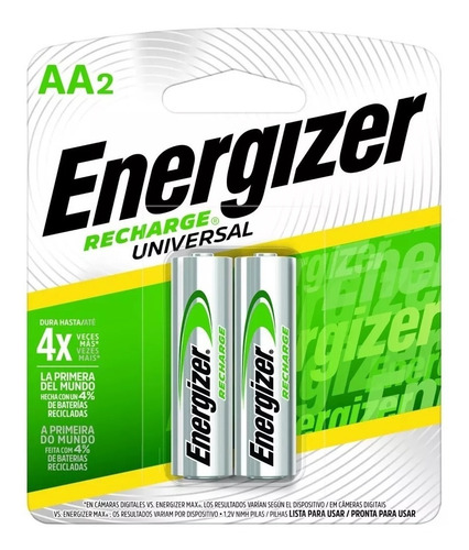 2 Pilas Recargables Aa Energizer Nimh 1.2v - 2000 Mah