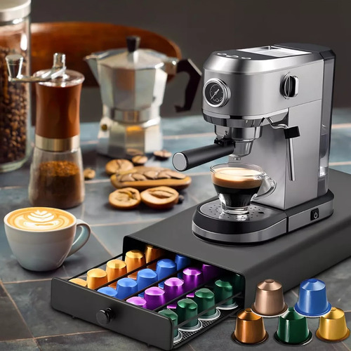 Organizador Capsulas Cafe Nespresso Cajon X40 Portacapsulas Color Negro