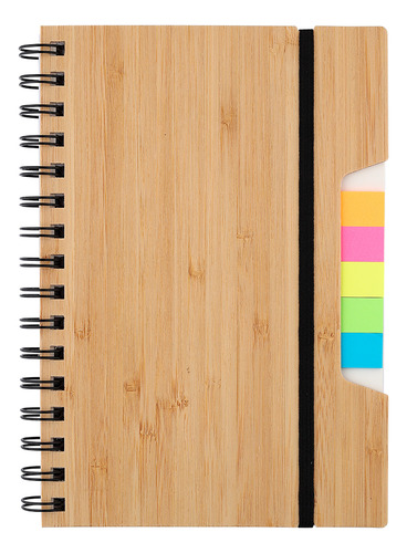Libreta Con Pasta De Bambu, Espiral Metálico 60 Hojas. Posti