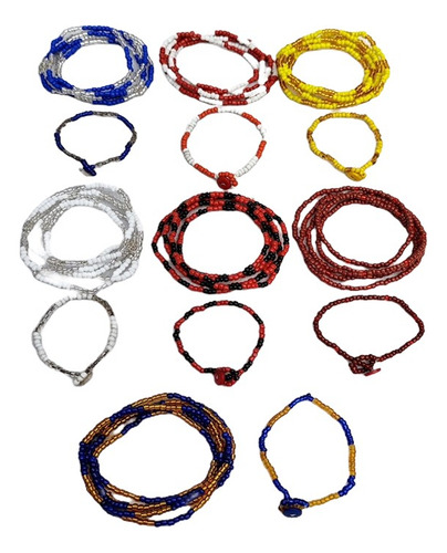 Collares Y Pulseras Santería Oya Oshun Yemaya Elegua 14 Pz