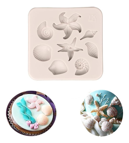 Moldes De Silicón Estrella De Mar Caracol Fondant Yeso Velas