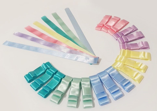 12 Laços Duplo Em Cetim Nº3 Com Fita 25cm
