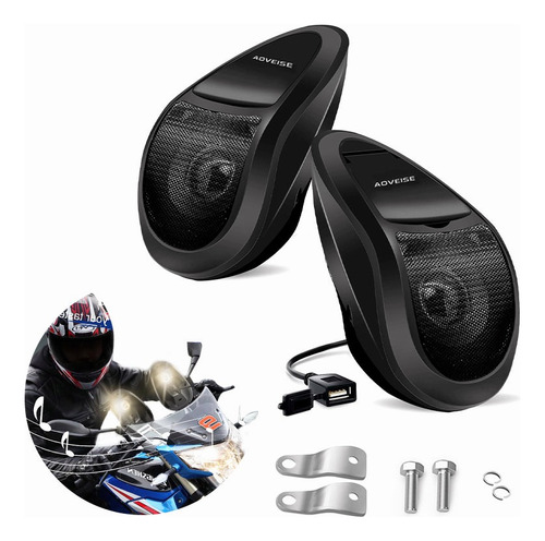 Bocina Para Motocicleta Bluetooth Mp3 Usb App Luz Led