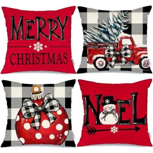 Fundas De Almohada Navideñas 18 X 18 Pulgadas Juego De...