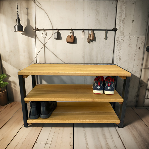 Zapatero Organizador Botinero De Madera + Patas Negras Multicolor