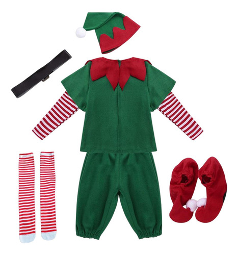 Conjunto De Ropa De Disfraz De Duende Navideño Traje De