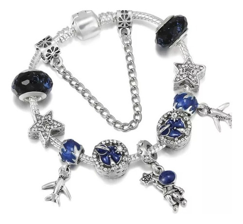 . Pulsera Con Charms Dije Astronauta Avion Viaje Mundo Avion